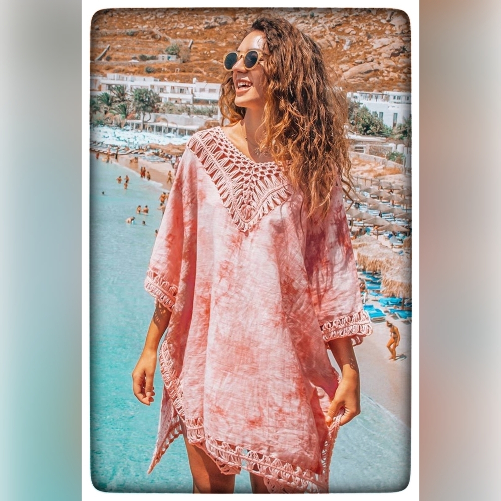 Cupshe Tangerine Oversized Crochet Beach Cover-Up ONE SIZE